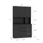Kitchen Pantry Cabinet with Microwave Stand and 2 Drawers, Freestanding Buffet Cupboards Sideboard with Charging Station - Image 20