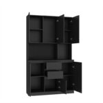Kitchen Pantry Cabinet with Microwave Stand and 2 Drawers, Freestanding Buffet Cupboards Sideboard with Charging Station - Image 23