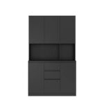 Kitchen Pantry Cabinet with Microwave Stand and 2 Drawers, Freestanding Buffet Cupboards Sideboard with Charging Station - Image 24