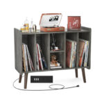 Record Player Stand with Power Outlet and USB Ports, Vinyl Record Storage Table,Vinyl Holder Display Shelf - Image 29