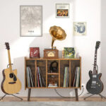 Record Player Stand with Power Outlet and USB Ports, Vinyl Record Storage Table,Vinyl Holder Display Shelf - Image 3
