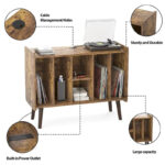 Record Player Stand with Power Outlet and USB Ports, Vinyl Record Storage Table,Vinyl Holder Display Shelf - Image 6
