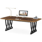 71 Wood Metal Home Office Executive Computer Desk Writing Table - Image 2
