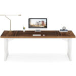 71 Wood Metal Home Office Executive Computer Desk Writing Table - Image 4