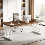71 Wood Metal Home Office Executive Computer Desk Writing Table - Image 16