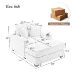 43.5 Chenille Fabric Chaise Lounger Sofa Couch with Pillows, Charge Station & Cup Holders - Image 7