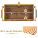60 Farmhouse 4-Door Large Storage Vintage Sideboard with Metal Handles and Adjustable Shelves - Image 7