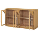 60 Farmhouse 4-Door Large Storage Vintage Sideboard with Metal Handles and Adjustable Shelves - Image 12