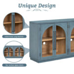 60 Farmhouse 4-Door Large Storage Vintage Sideboard with Metal Handles and Adjustable Shelves - Image 20