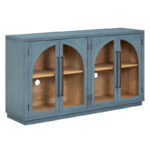 60 Farmhouse 4-Door Large Storage Vintage Sideboard with Metal Handles and Adjustable Shelves - Image 23
