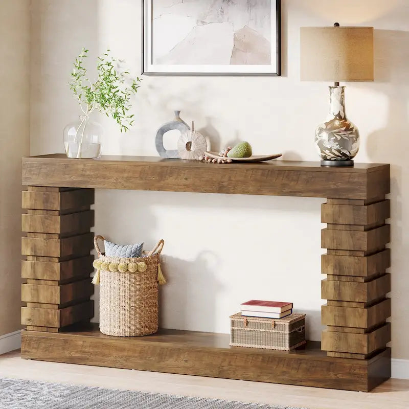 9547094786207_557808 Vintage Long Console Table, Wood Entryway Table with Storage for Living Room - Image 1
